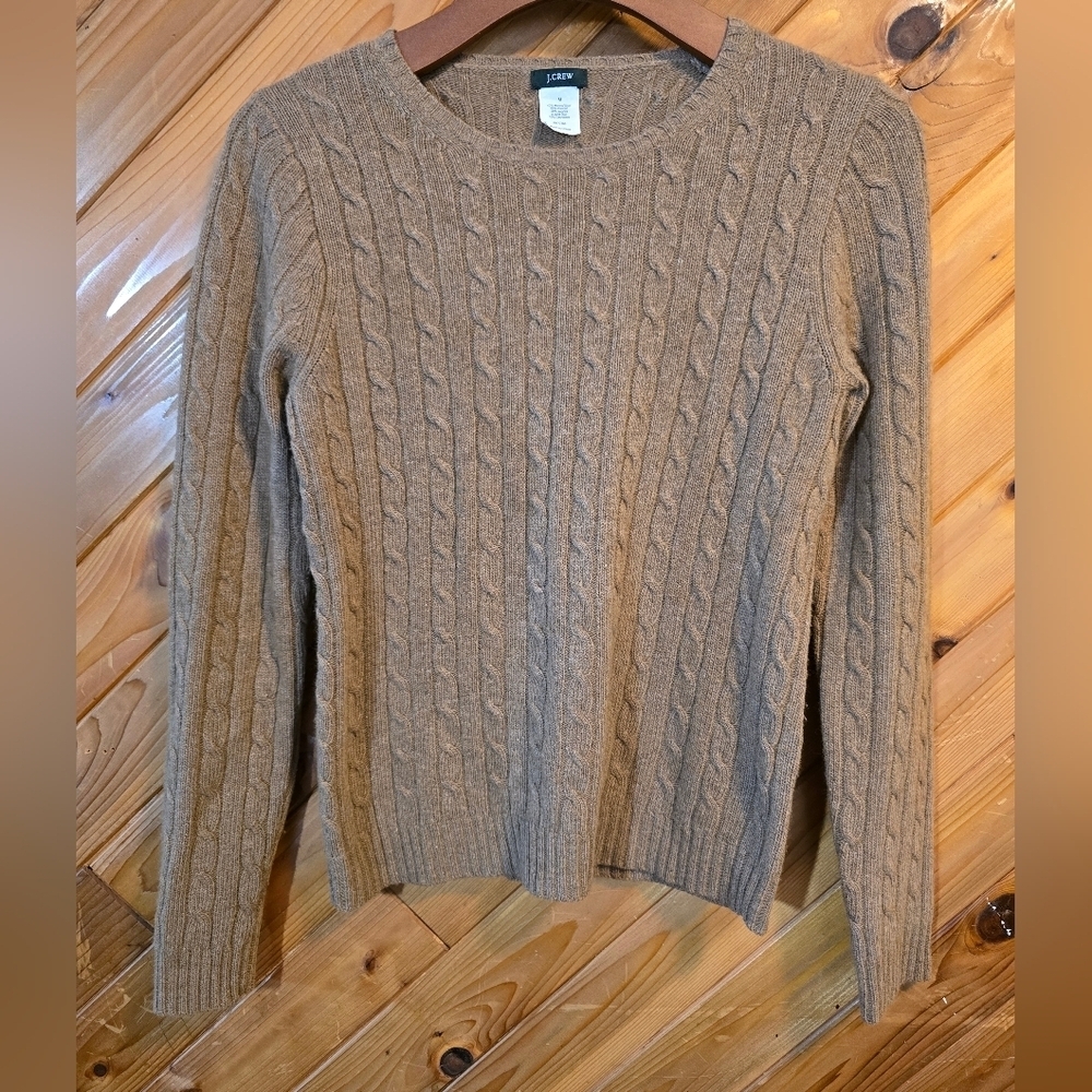 J. Crew Women's Merino Blend Cable Knit Sweater - Tan Size Medium